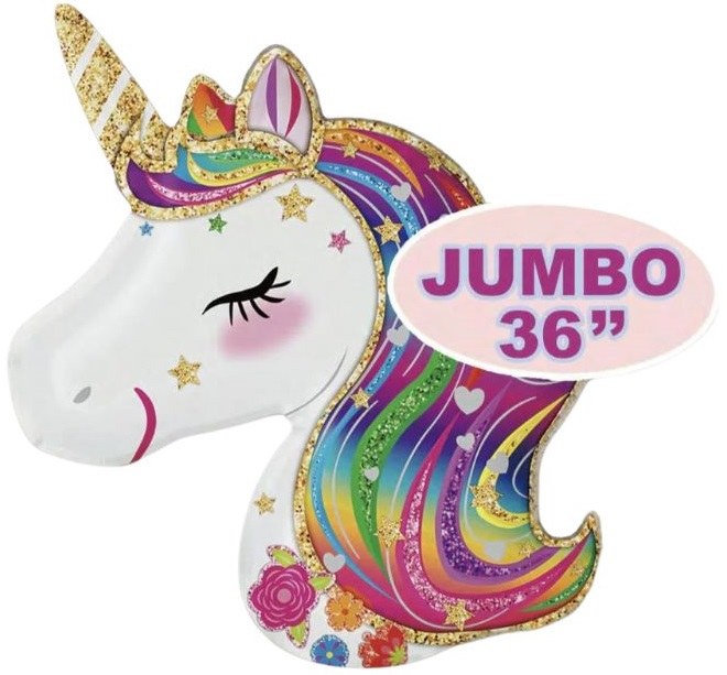 Unicorn, Glitter Shape • Jumbo 36" Mylar Helium Balloon