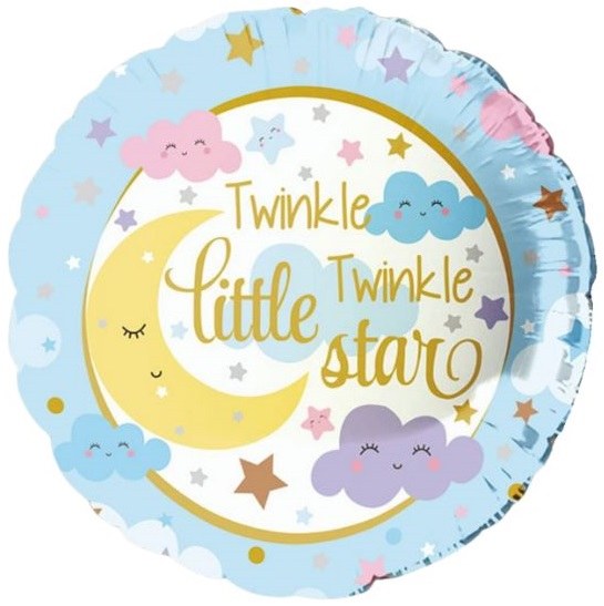 Twinkle Twinkle Little Star Round • Standard Size 18" Mylar Helium Balloon