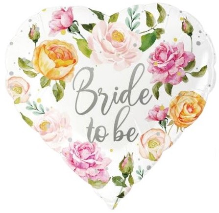 Bride To Be Floral Heart Shape • Standard Size 18" Mylar Helium Balloon