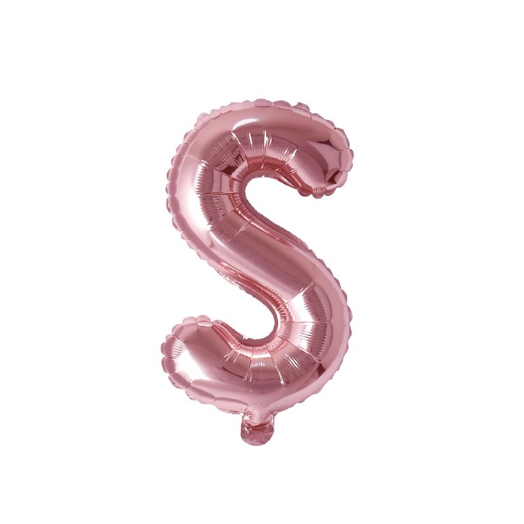 Mini 16" Air-Fill Only Letter Mylar Balloon • Rose Gold S