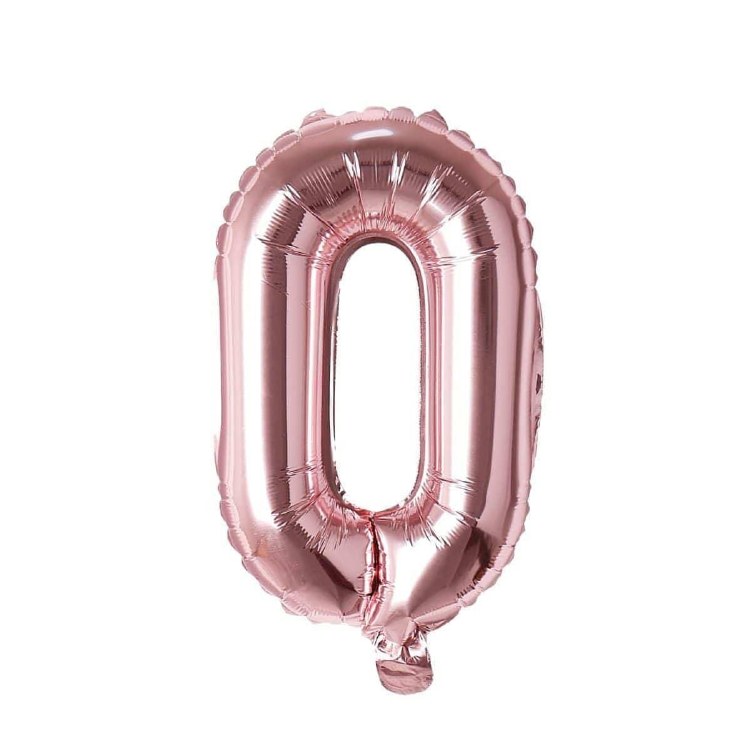 Mini 16" Air-Fill Only Number Mylar Balloon • Rose Gold 0
