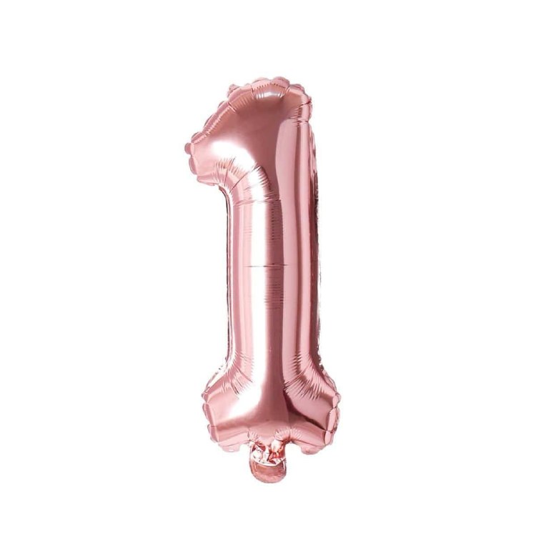Mini 16" Air-Fill Only Number Mylar Balloon • Rose Gold 1