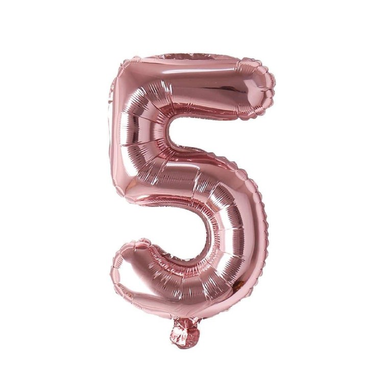 Mini 16" Air-Fill Only Number Mylar Balloon • Rose Gold 5