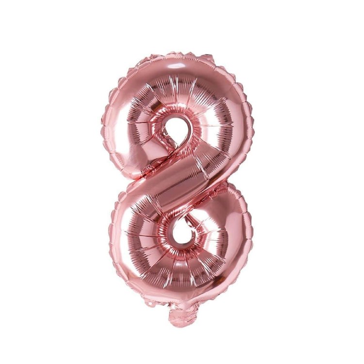 Mini 16" Air-Fill Only Number Mylar Balloon • Rose Gold 8