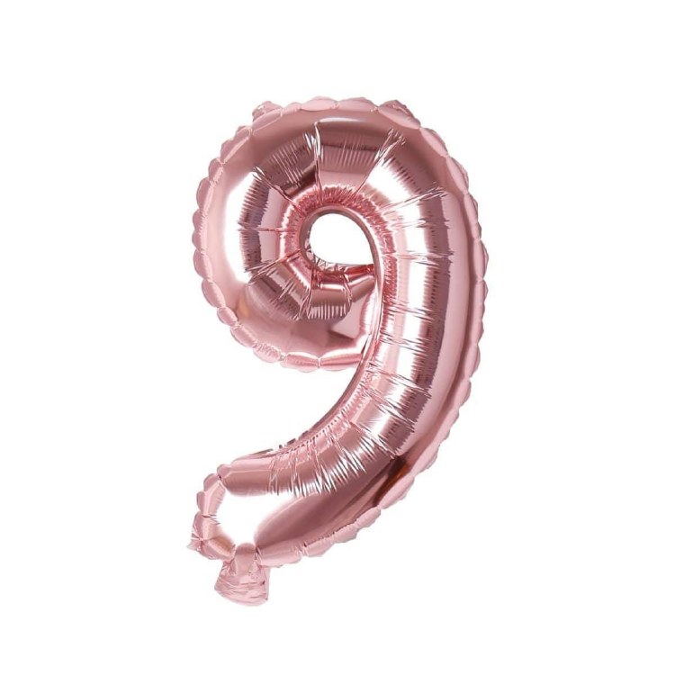 Mini 16" Air-Fill Only Number Mylar Balloon • Rose Gold 9