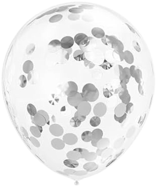 11" Confetti Foil Silver Latex Helium Balloon (ONLY FLOATS ONE DAY)