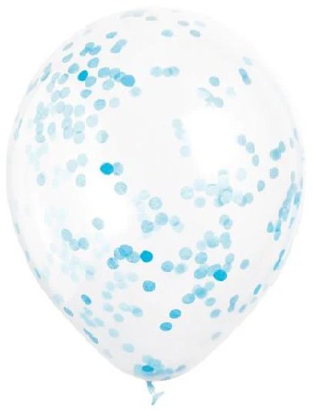 11" Confetti Paper Blue Latex Helium Balloon (ONLY FLOATS ONE DAY)