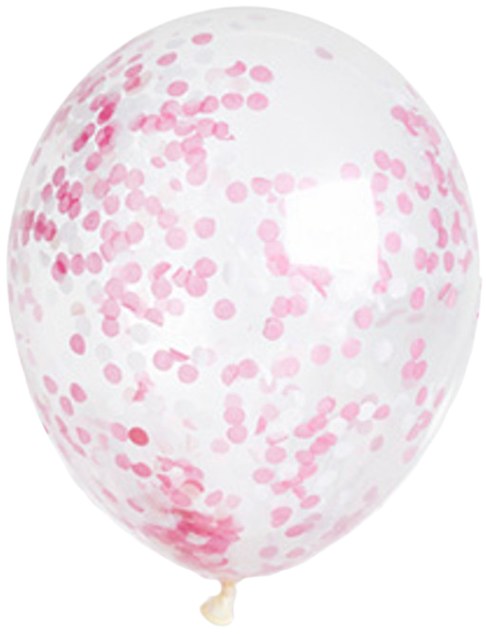 11" Confetti Paper Pink Latex Helium Balloon (ONLY FLOATS ONE DAY)