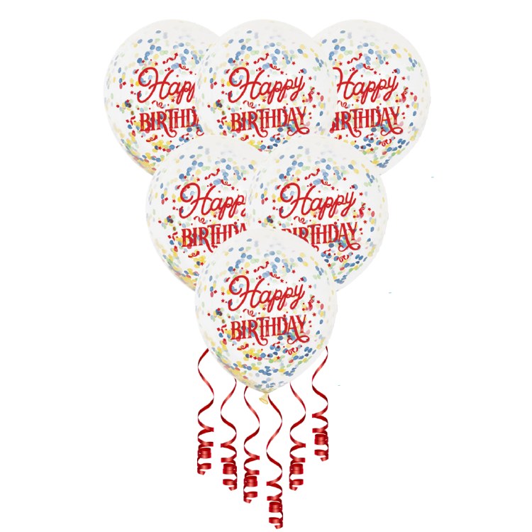 BllnBag Confetti HBD Red 6pk
