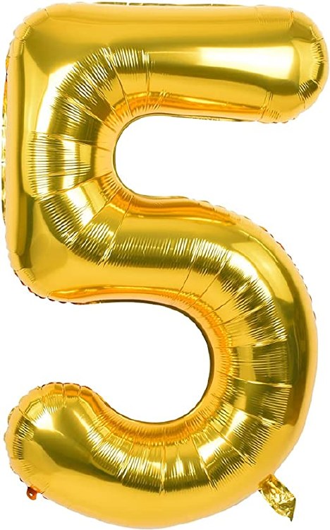 Jumbo 34" Helium Number Mylar Balloon • Gold 5