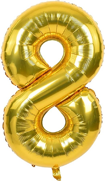 Jumbo 34" Helium Number Mylar Balloon • Gold 8