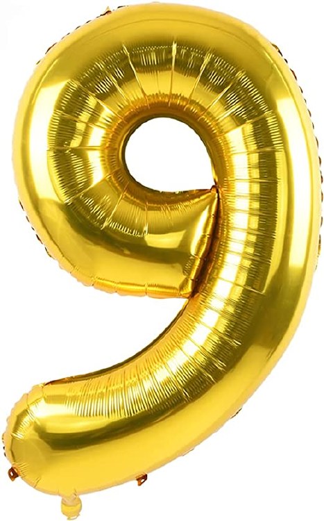 Jumbo 34" Helium Number Mylar Balloon • Gold 9