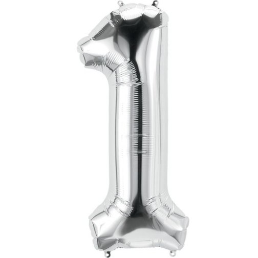 Jumbo 34" Helium Number Mylar Balloon • Silver 1