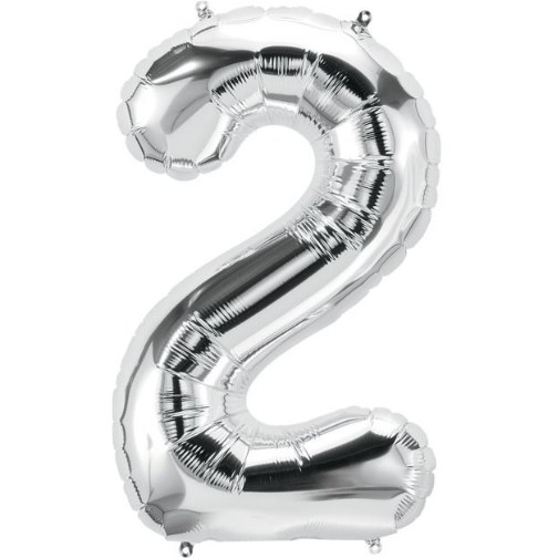 Jumbo 34" Helium Number Mylar Balloon • Silver 2