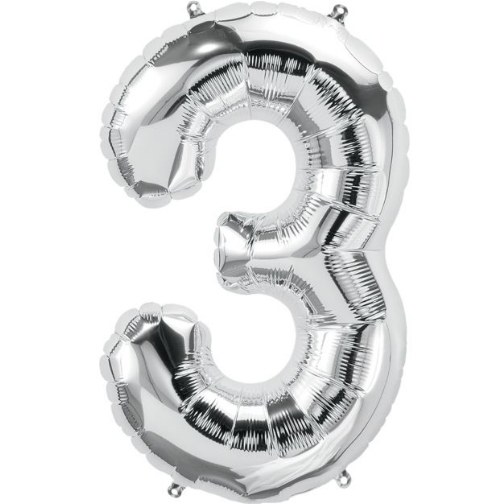 Jumbo 34" Helium Number Mylar Balloon • Silver 3