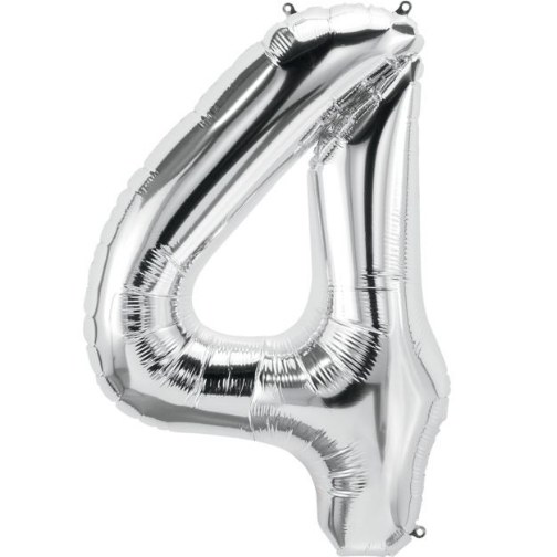 Jumbo 34" Helium Number Mylar Balloon • Silver 4