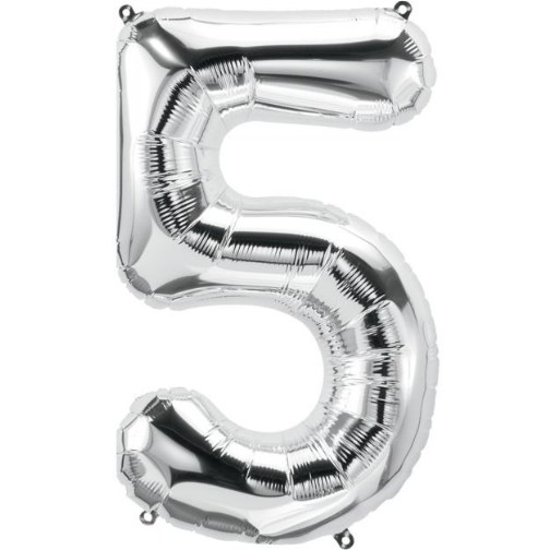 Jumbo 34" Helium Number Mylar Balloon • Silver 5