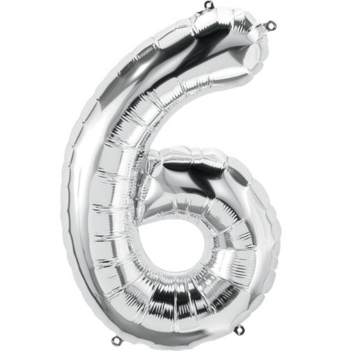 Jumbo 34" Helium Number Mylar Balloon • Silver 6