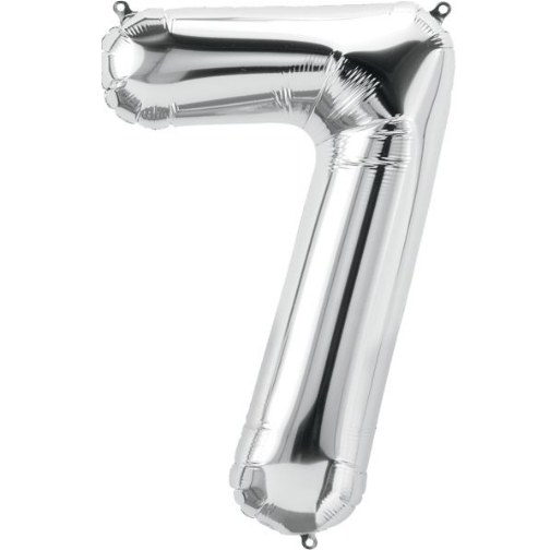 Jumbo 34" Helium Number Mylar Balloon • Silver 7