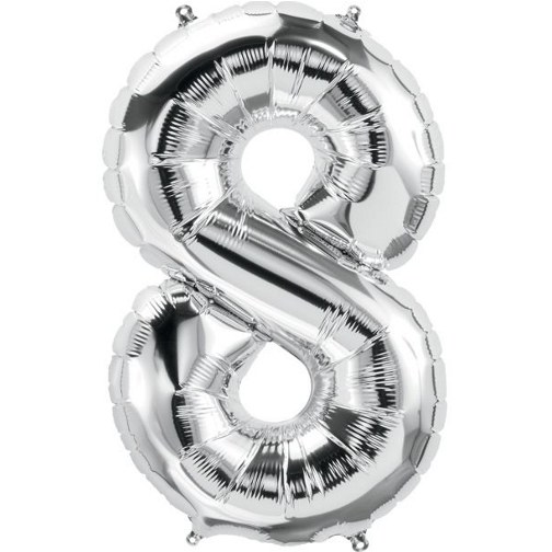 Jumbo 34" Helium Number Mylar Balloon • Silver 8
