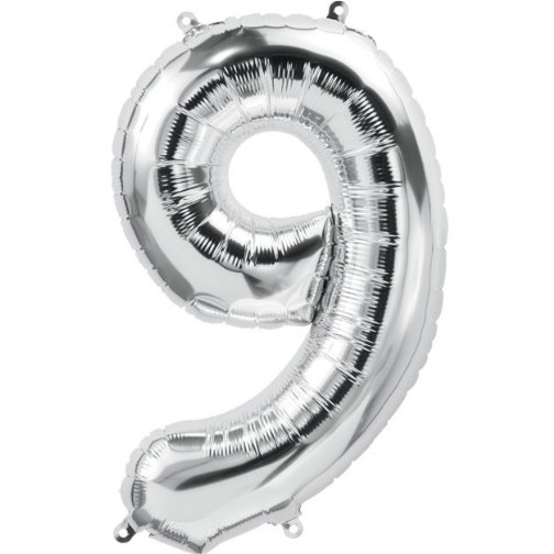 Jumbo 34" Helium Number Mylar Balloon • Silver 9