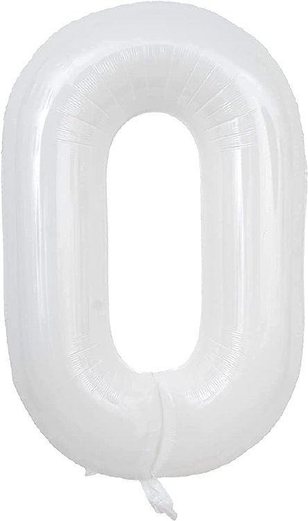 Jumbo 34" Helium Number Mylar Balloon • White 0