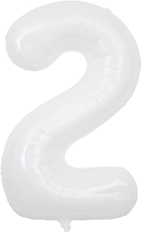 Jumbo 34" Helium Number Mylar Balloon • White 2