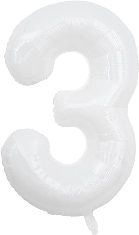 Jumbo 34" Helium Number Mylar Balloon • White 3