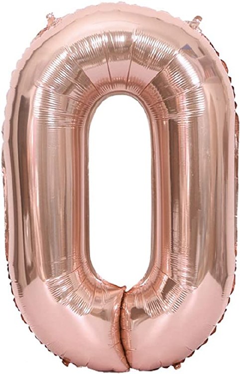 Jumbo 34" Helium Number Mylar Balloon • Rose Gold 0