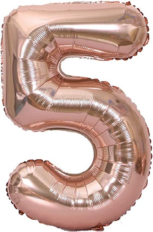 Jumbo 34" Helium Number Mylar Balloon • Rose Gold 5