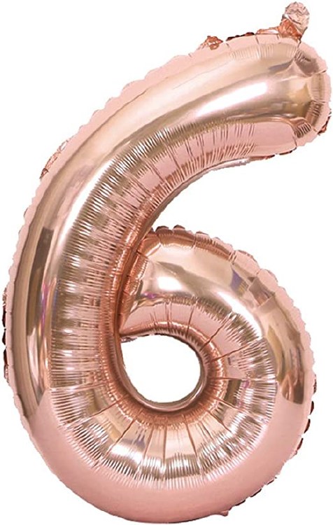 Jumbo 34" Helium Number Mylar Balloon • Rose Gold 6