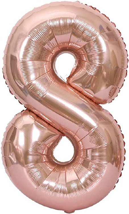 Jumbo 34" Helium Number Mylar Balloon • Rose Gold 8