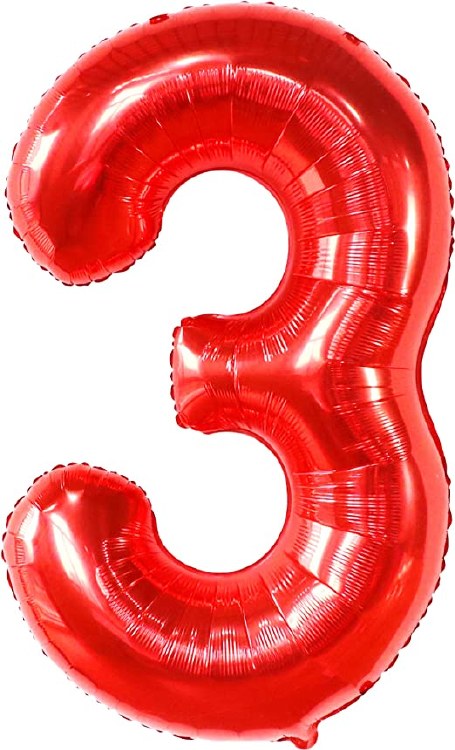 Jumbo 34" Helium Number Mylar Balloon • Red 3