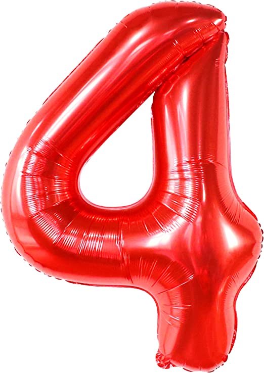 Jumbo 34" Helium Number Mylar Balloon • Red 4
