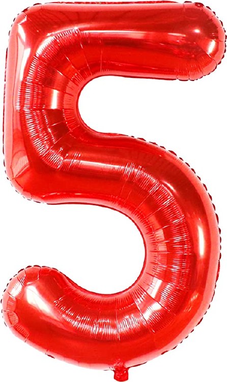 Jumbo 34" Helium Number Mylar Balloon • Red 5