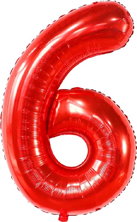 Jumbo 34" Helium Number Mylar Balloon • Red 6