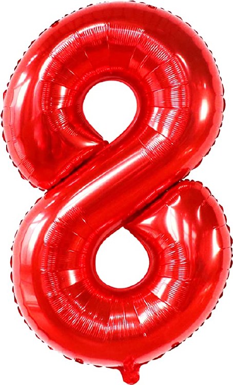 Jumbo 34" Helium Number Mylar Balloon • Red 8