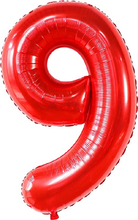 Jumbo 34" Helium Number Mylar Balloon • Red 9