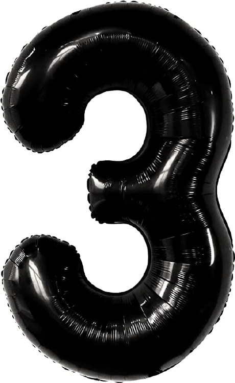 Jumbo 34" Helium Number Mylar Balloon • Black 3