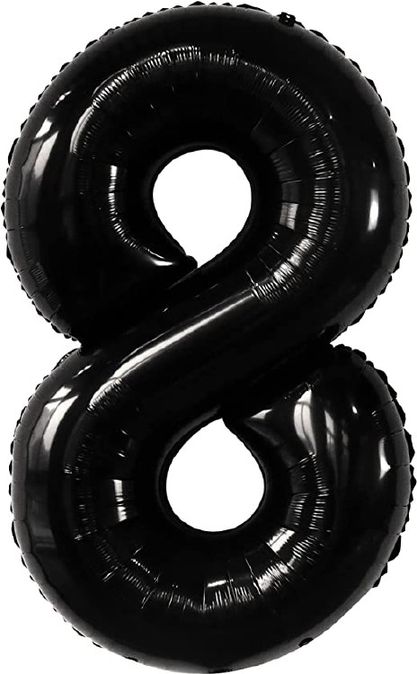 Jumbo 34" Helium Number Mylar Balloon • Black 8