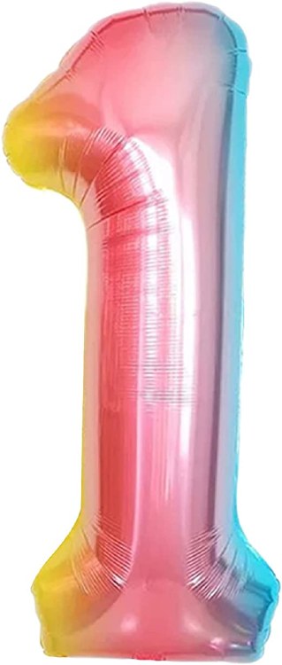 Jumbo 34" Helium Number Mylar Balloon • Pastel Rainbow 1