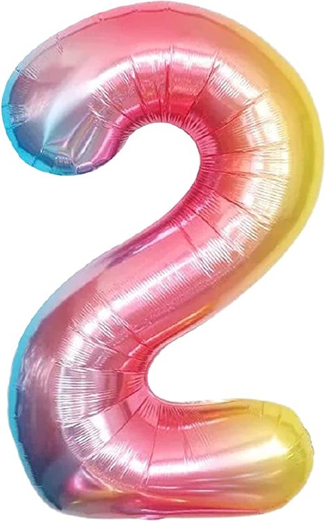 Jumbo 34" Helium Number Mylar Balloon • Pastel Rainbow 2