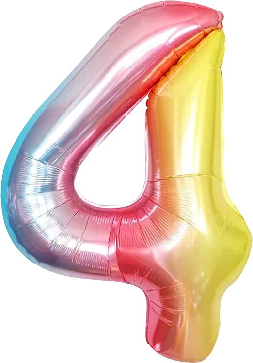 Jumbo 34" Helium Number Mylar Balloon • Pastel Rainbow 4