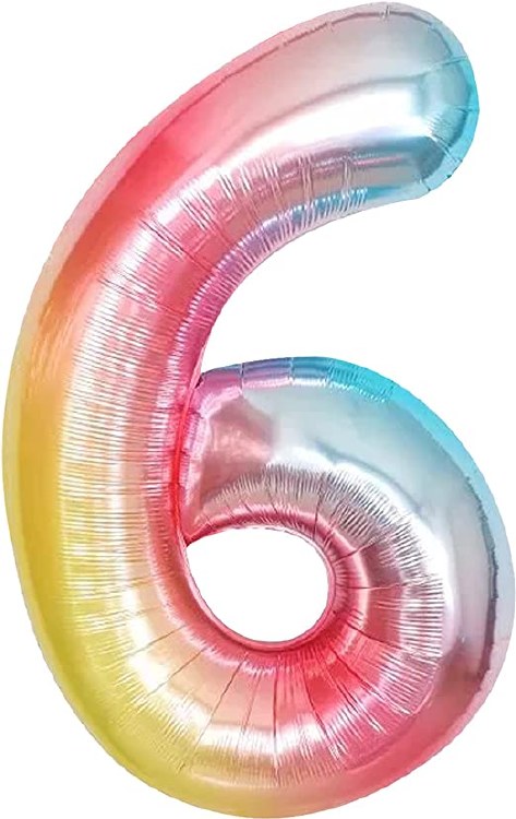 Jumbo 34" Helium Number Mylar Balloon • Pastel Rainbow 6