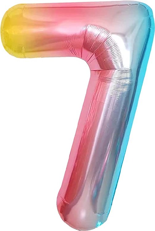 Jumbo 34" Helium Number Mylar Balloon • Pastel Rainbow 7
