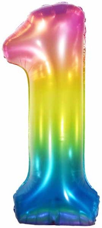 Jumbo 34" Helium Number Mylar Balloon • Jelly Rainbow 1