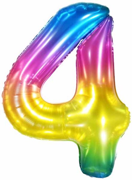 Jumbo 34" Helium Number Mylar Balloon • Jelly Rainbow 4