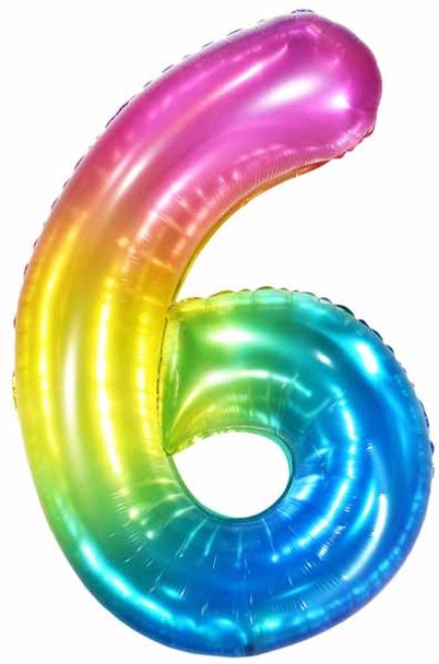 Jumbo 34" Helium Number Mylar Balloon • Jelly Rainbow 6