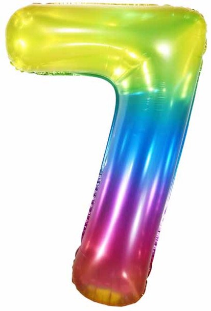 Jumbo 34" Helium Number Mylar Balloon • Jelly Rainbow 7
