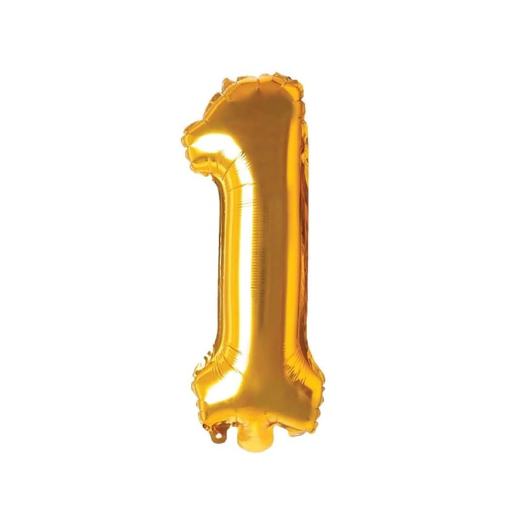 Mini 16" Air-Fill Only Number Mylar Balloon • Gold 1